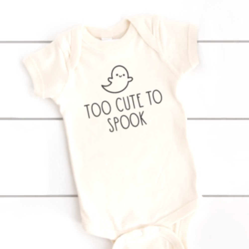 NWT Long Sleeve Halloween “Too Cute To Spook” Baby onesie. Made to order